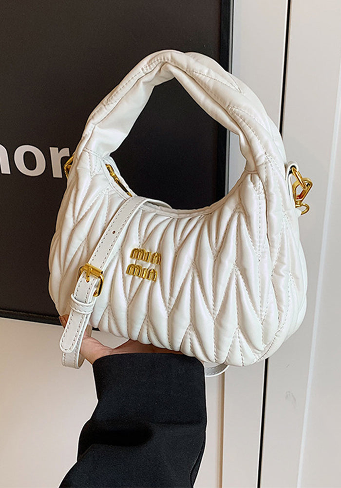 Women pleated cloud bag crossbody handbag single shoulder crescent bag