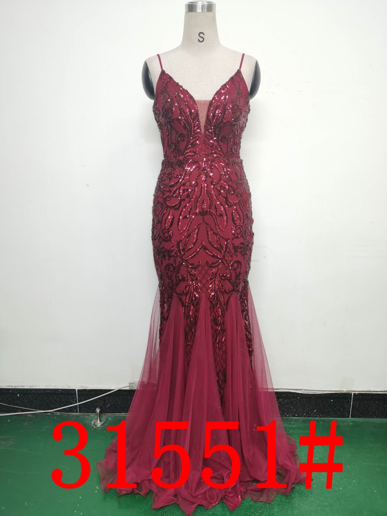 Floral Sequin Mesh Evening Dress 27