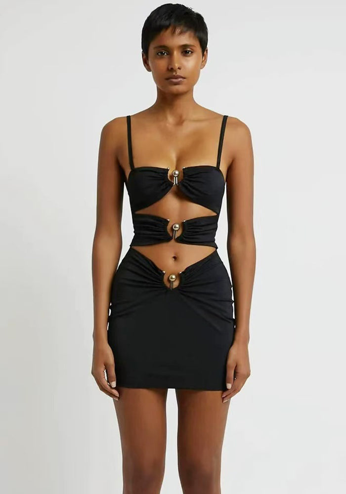 Women's Sexy Low-Cut Strap Hollow Slim Bodycon Dress