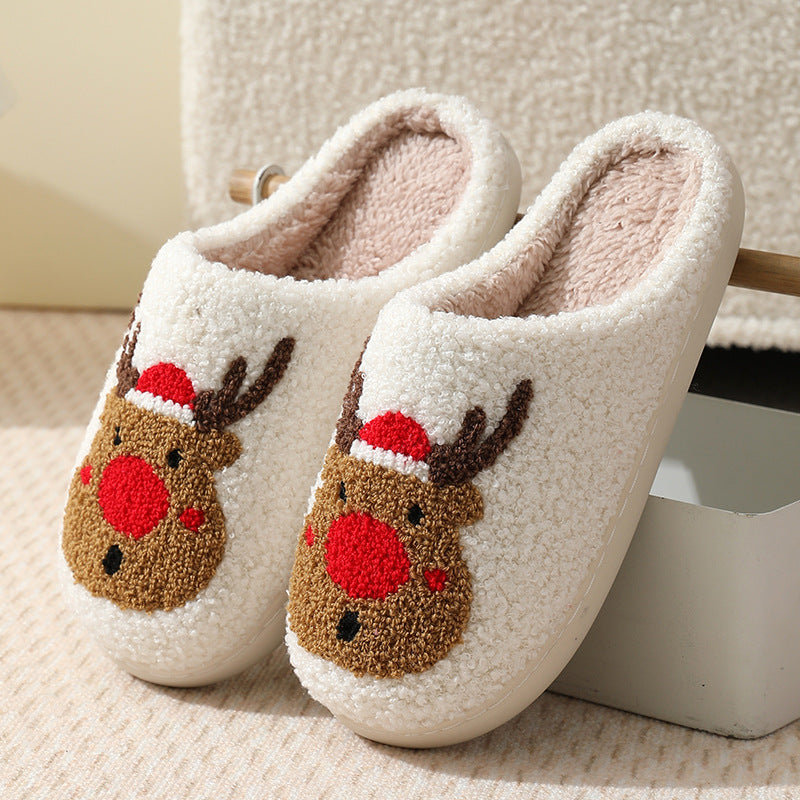 Winter Christmas Deer Slippers For Women At Home Couples Indoor Elk Warm Slippers For Women Winter 16