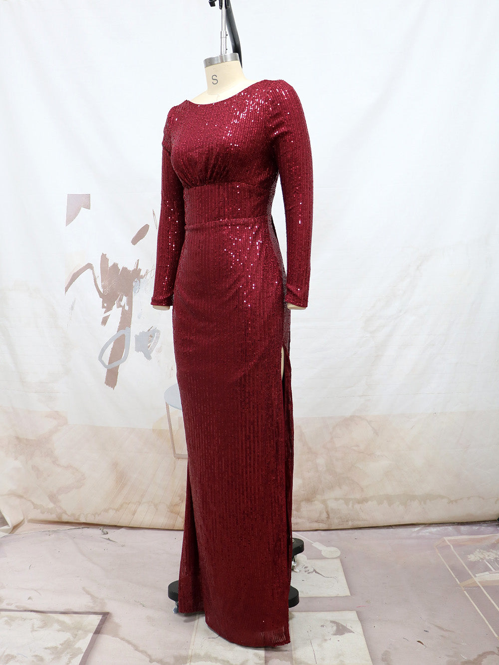 Plus Size Women's Round Neck Solid Color Long Dress 7