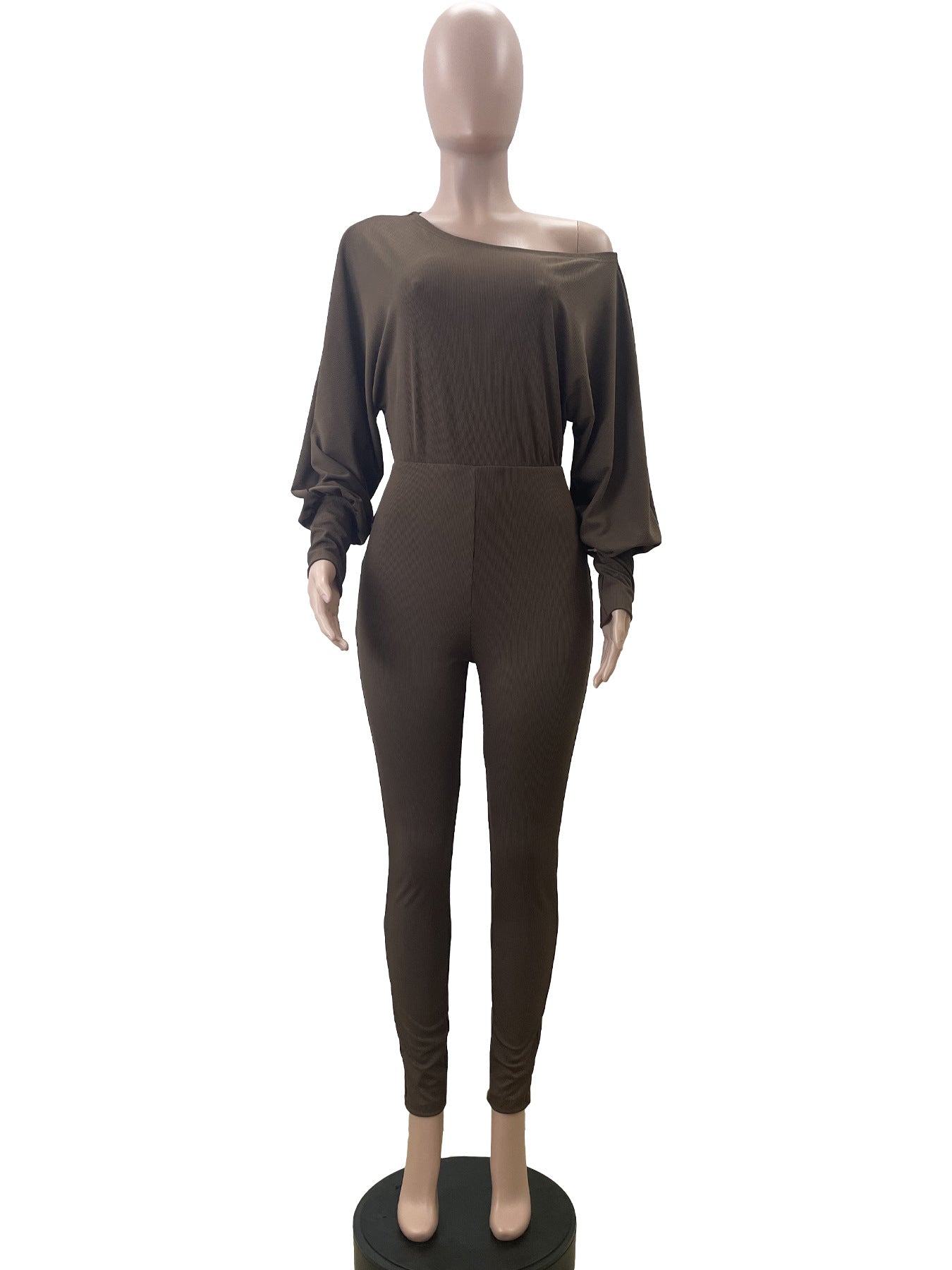 Women's Autumn And Winter Solid Color Slim Fit Fashion Long Sleeve Tight Fitting Jumpsuit 10