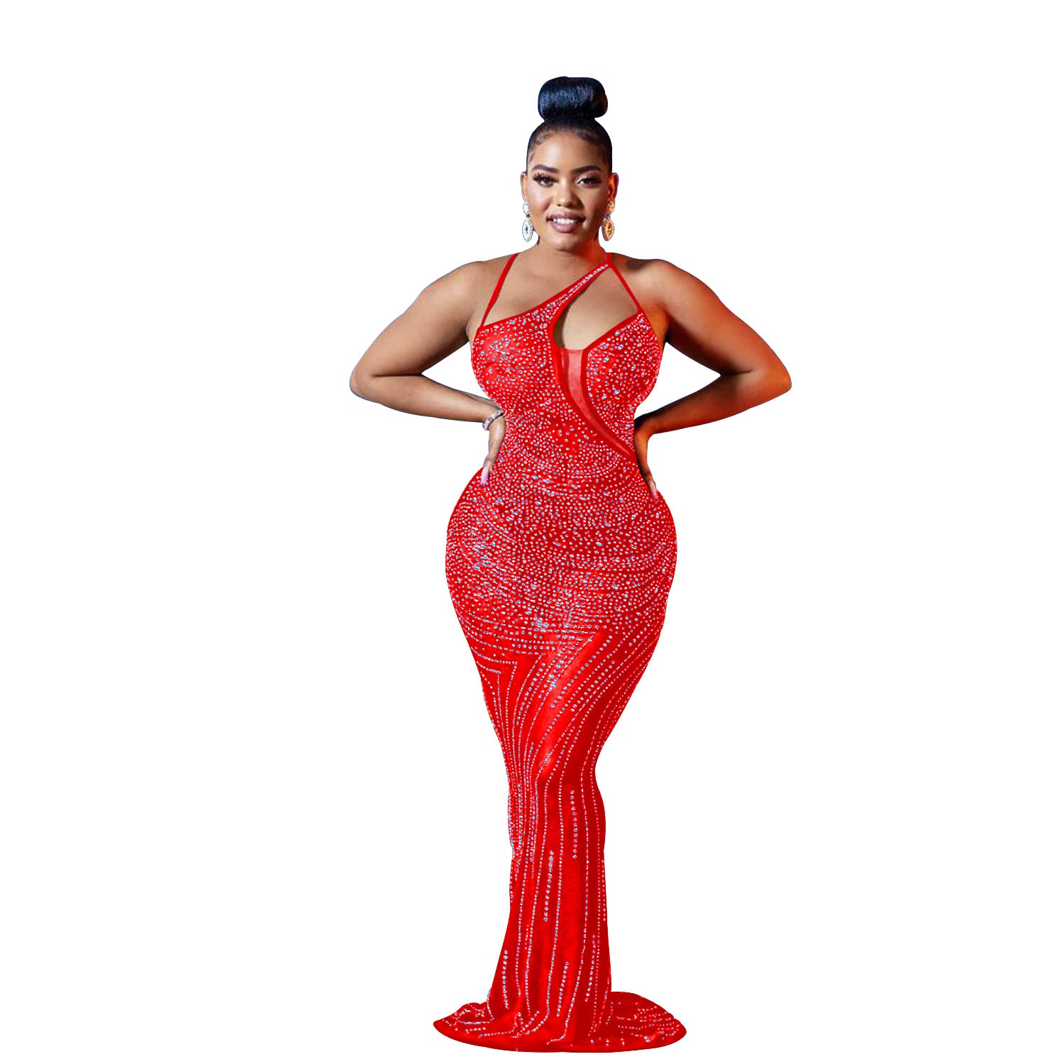 Women'S Fashion Mesh Beaded Sleeveless Straps V-Neck Maxi Dress 10