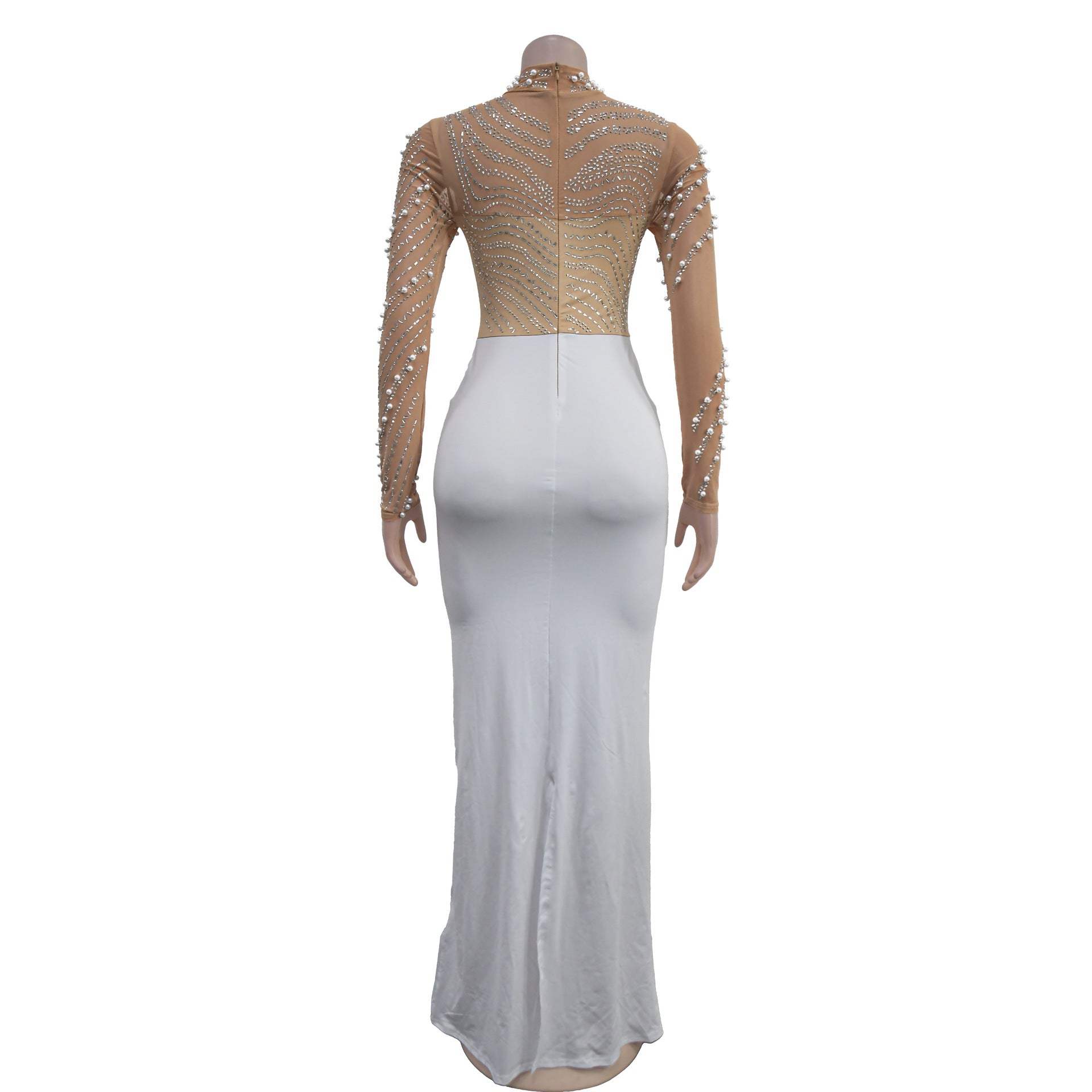 Fashionable women's solid color Beaded long dress 20