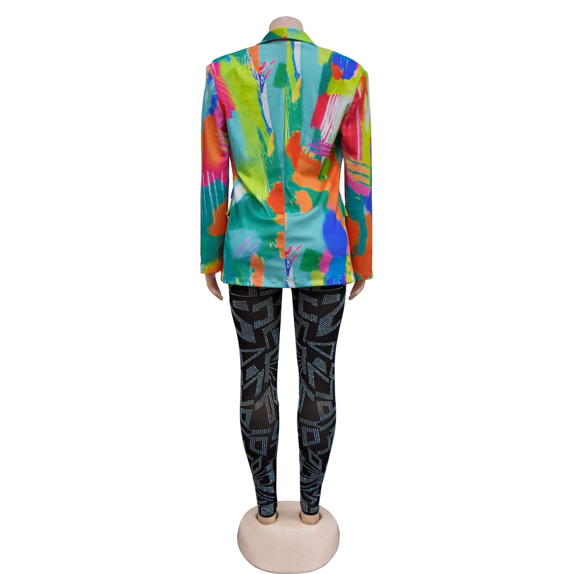 Women's Fashion Printed Long Sleeve Casual Blazer 29