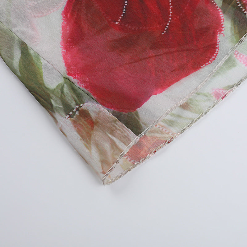 Women See-Through Print Holidays Summer Sexy Slit Dress 15