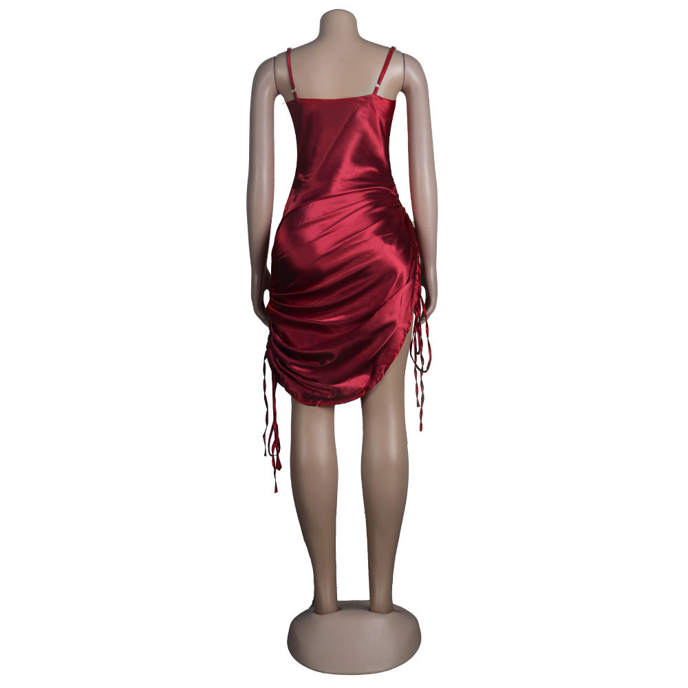 Sexy Strappy Deep V Double Drawstring Design Clubwear Dress 35