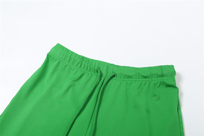 Women Summer Sexy Print Crop Short Sleeve Top and Pants Casual Two-piece Set 19