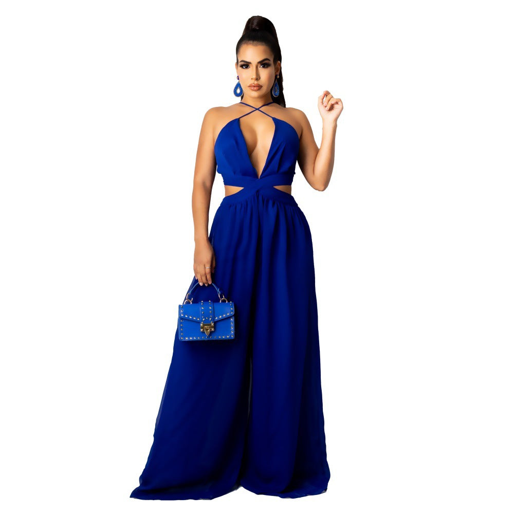 Solid Color Casual Loose Chiffon Women'S Jumpsuit 10