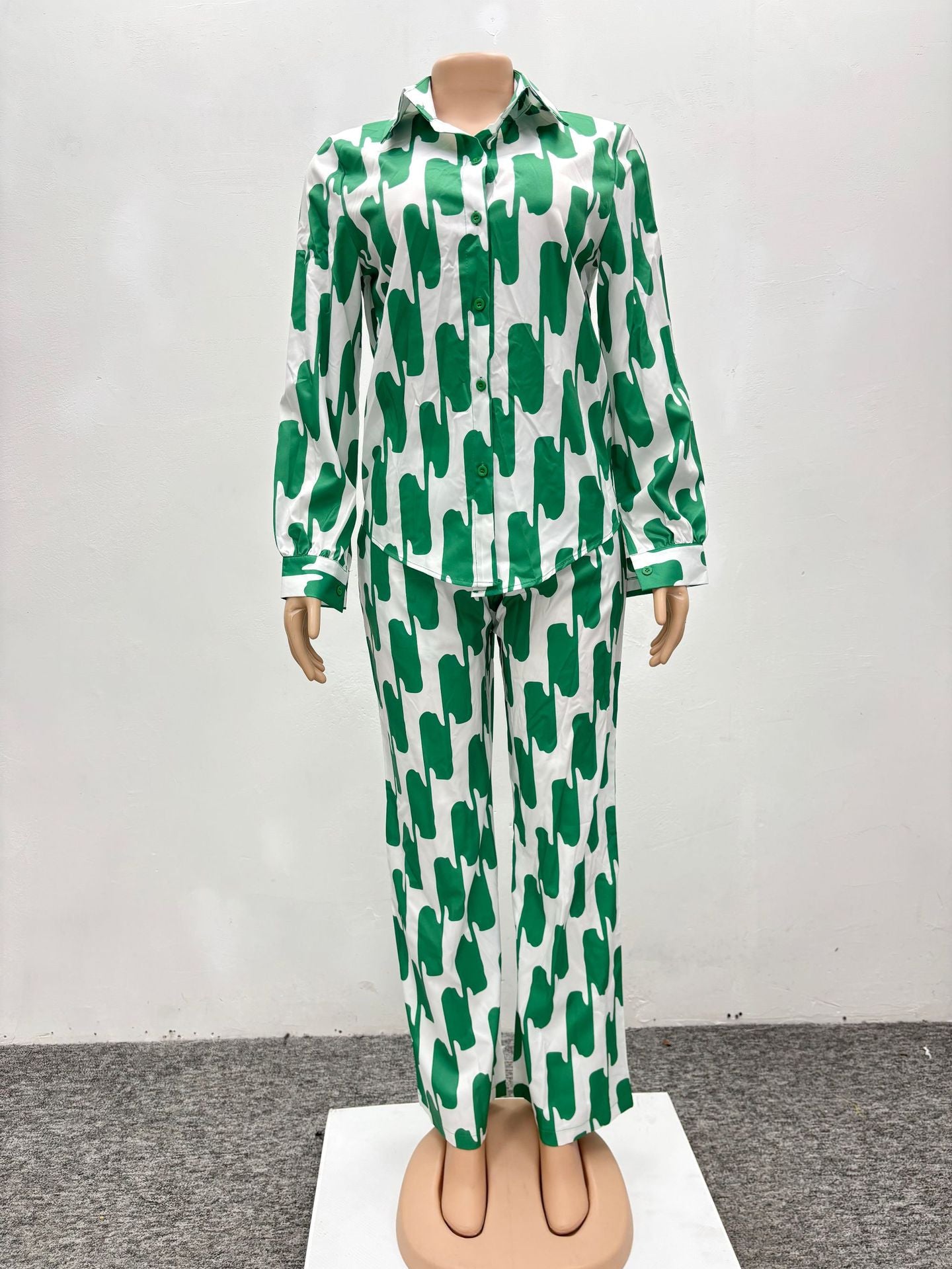 African Suit Women Loose Long Sleeve Shirt Trousers Women Autumn Casual Two-Piece Set 9