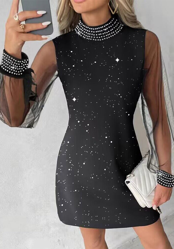 Women Sequined Long Sleeve Dress
