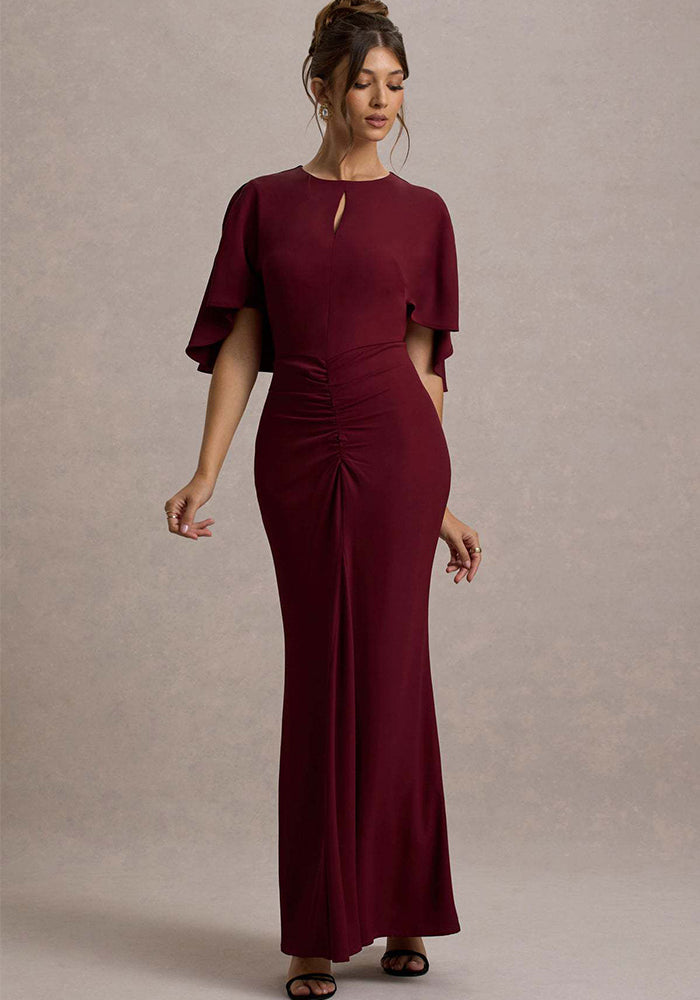 Women summer Half-Sleeve hollow pleated pleated Bodycon sexy Maxi Dress