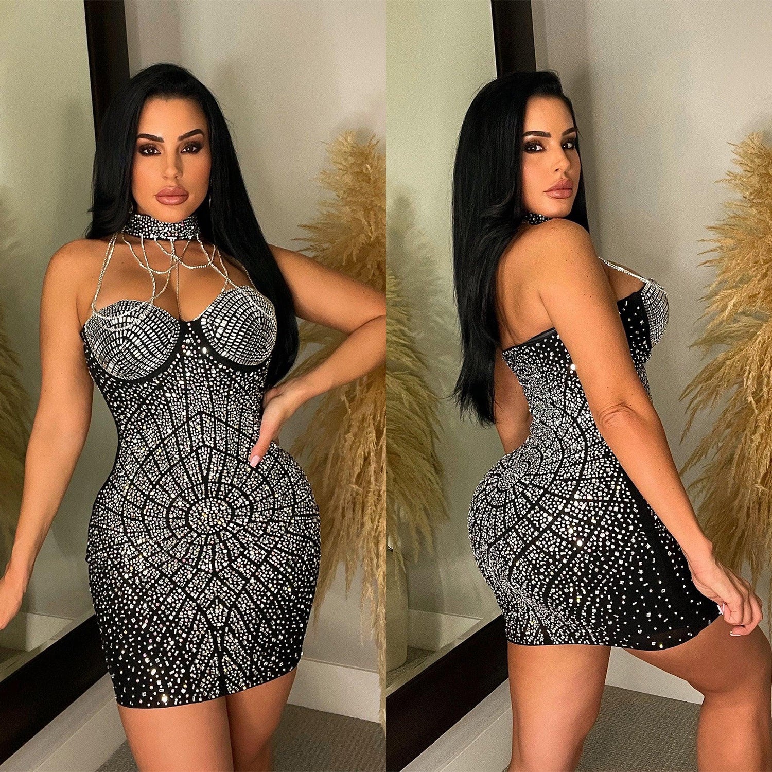 Autumn And Winter Women's Sexy Tight Fitting Tassel Beaded Dress For Women