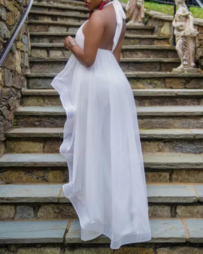 Women Solid Career Strapless Dress and Pants Two-piece Set 3