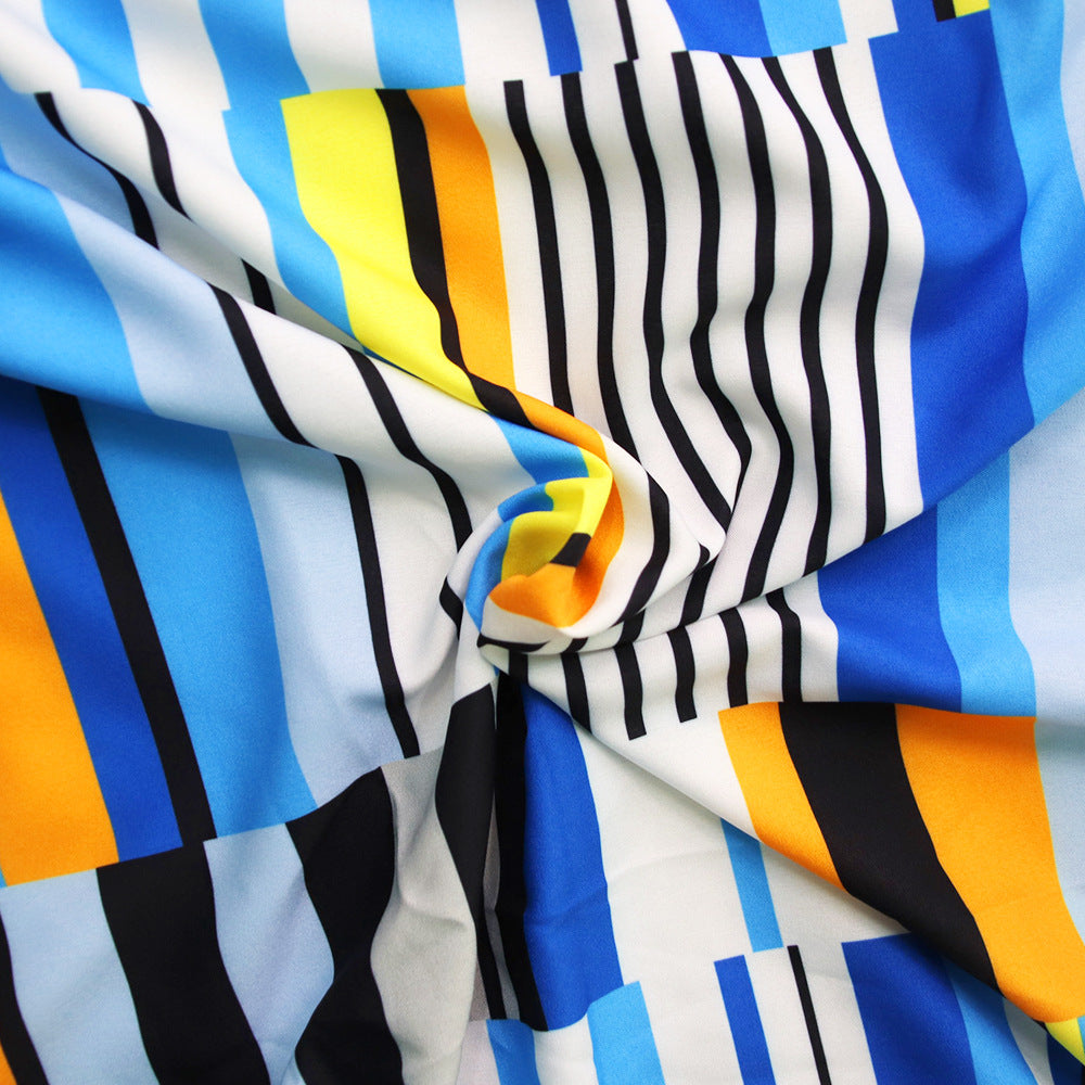 Women Irregular Print Turndown Collar Long Sleeve Maxi Dress 10