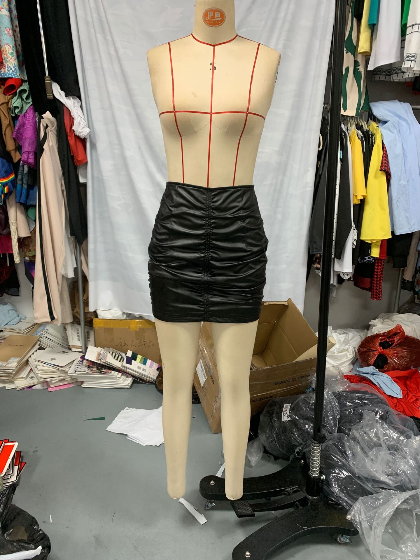 Autumn and winter fashion pleated sexy high waist Slim Fit short leather skirt 8