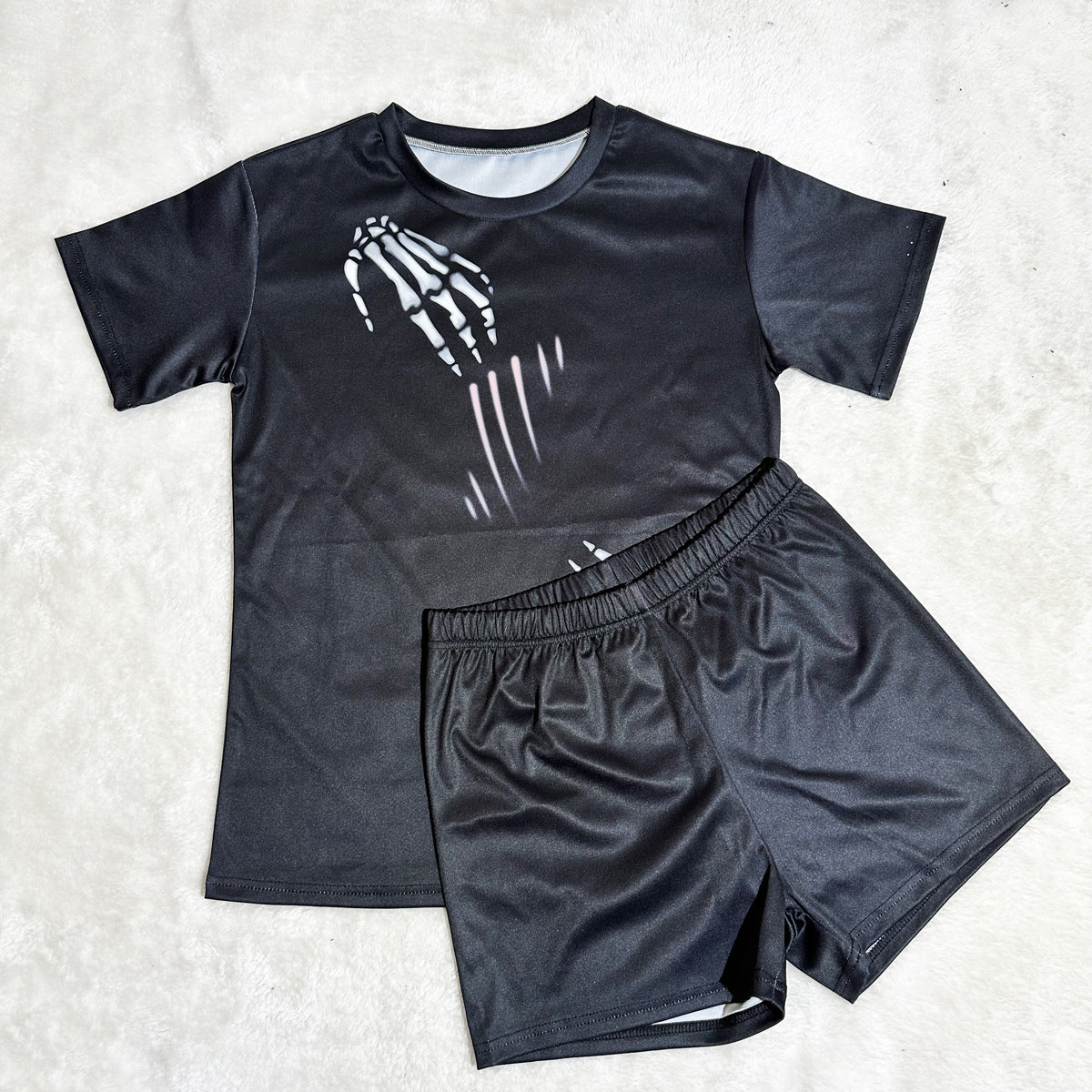 Women Casual Solid printed short-sleeved top and shorts two-piece set 17