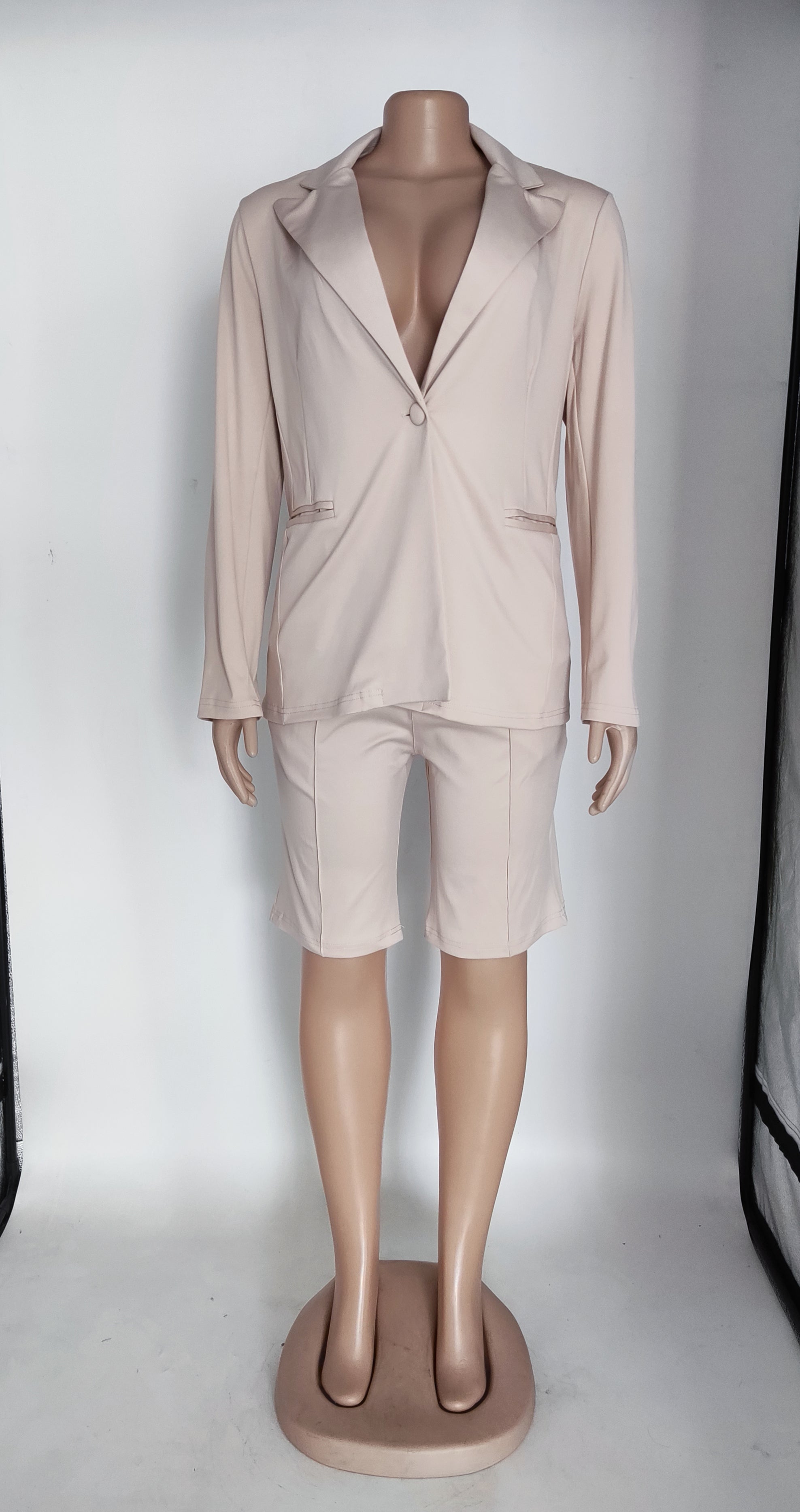 Women Clothing Solid Jacket Shorts Two Piece Spring/Summer Casual Blazer Suit 17