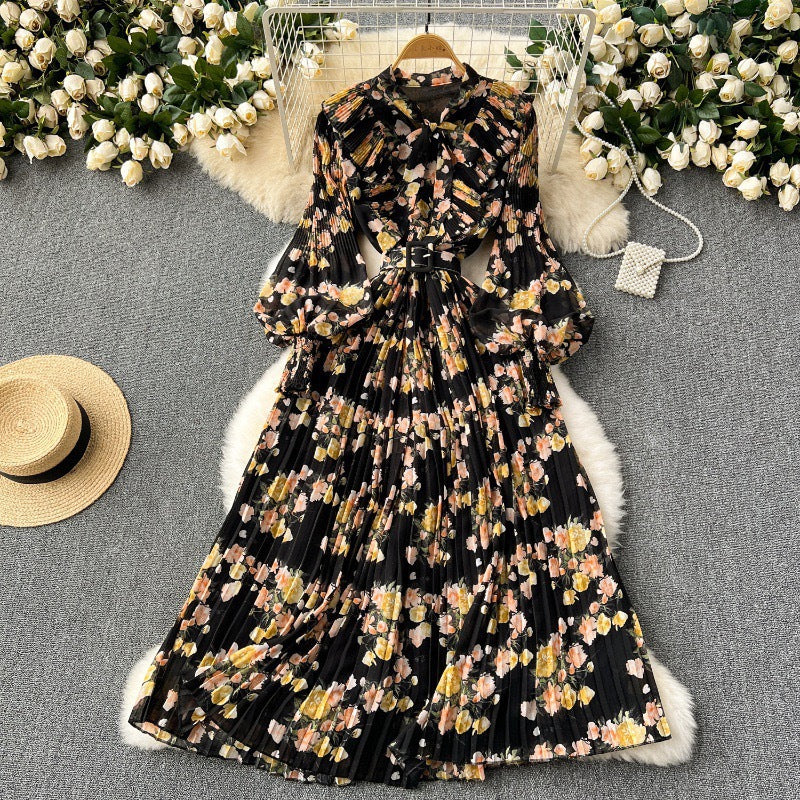 Women French floral pleated skirt 10