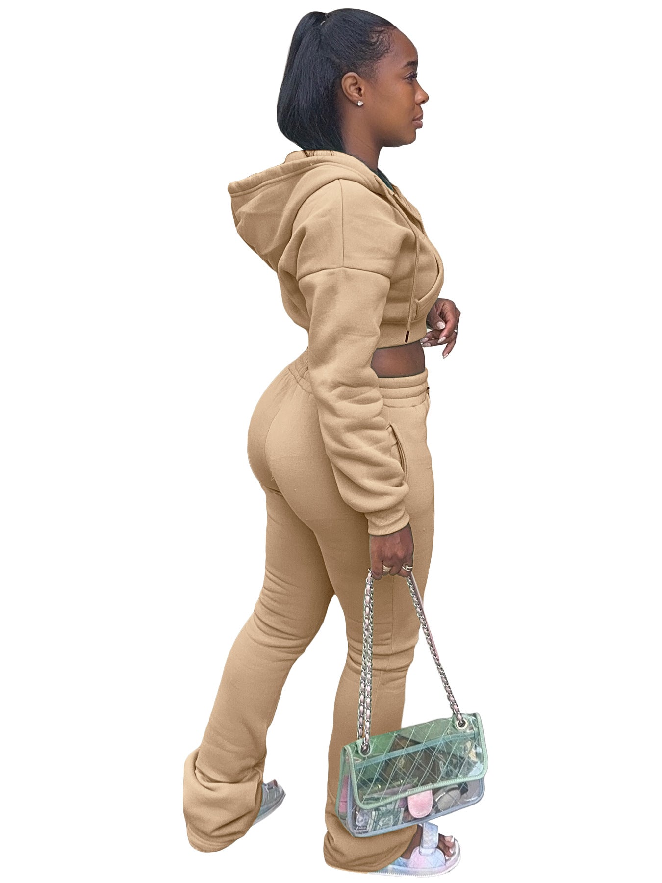 Women Hoodies and Bell Bottom Pants Two-Piece Set 44