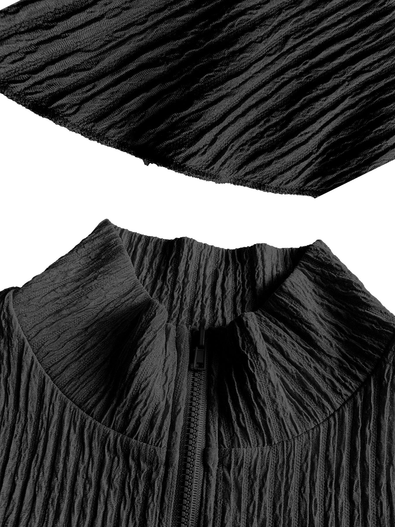 Women Solid Zippered Cropped Top Two-piece set with ruffled skirt 20