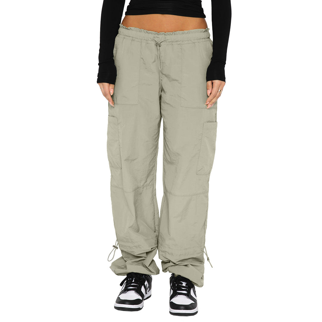 Women's Loose Lace-Up Multi-Pocket Stretch Cargo Casual Pants 4