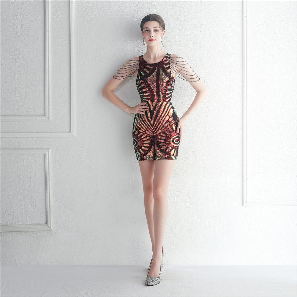 floral sequin beading short mini dress 12