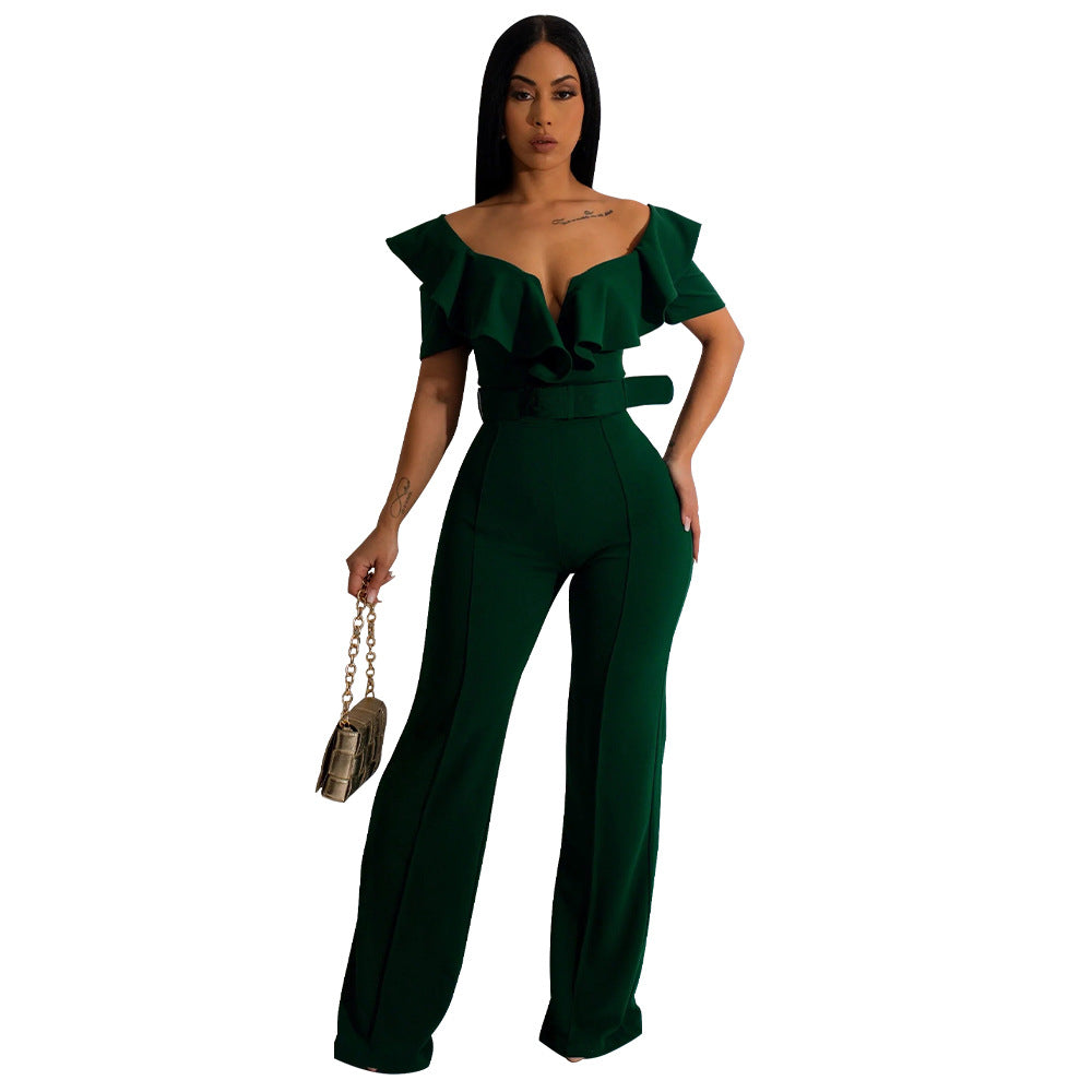 Women's v-neck ruffled sexy Slim Waist Jumpsuit for women 6