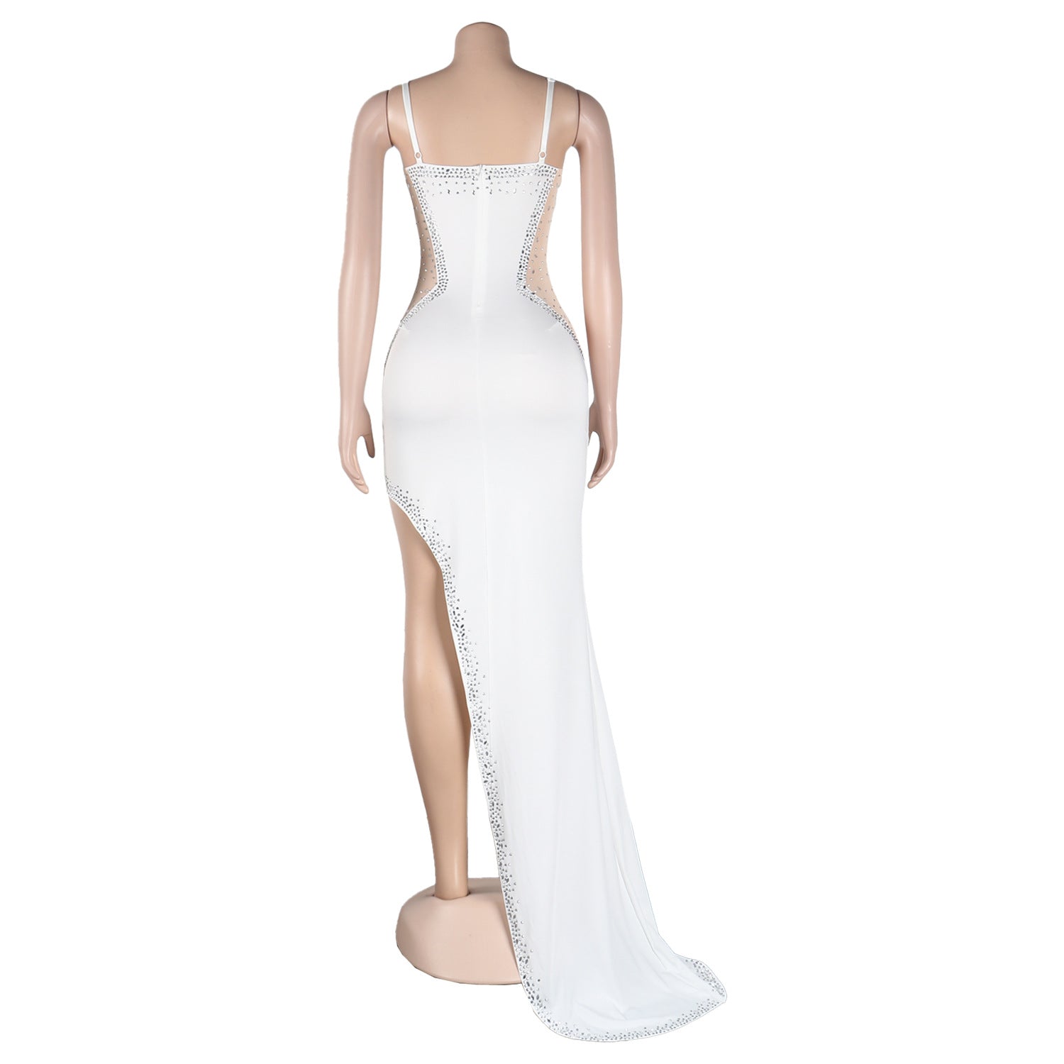 Sexy Straps Rhinestone Beaded Irregular Eveing Dress 16