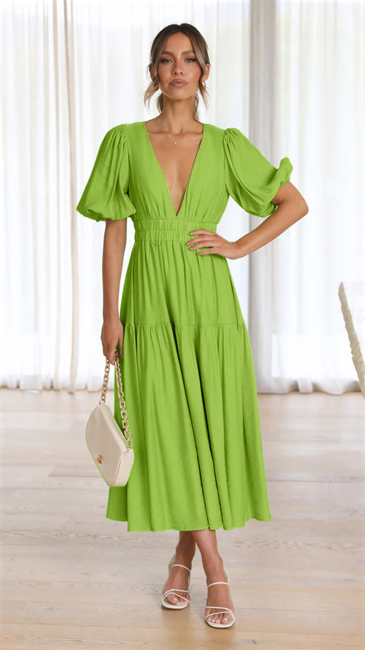 Women Casual Trendy Summer V Neck Dress 4