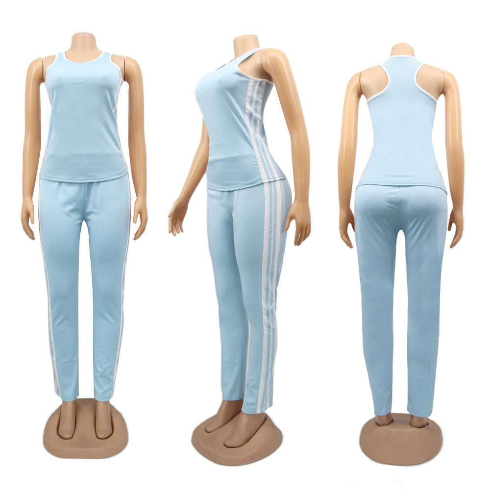 Women Long Sleeve Top Pant Tank Top Casual Sports Three-Piece 11