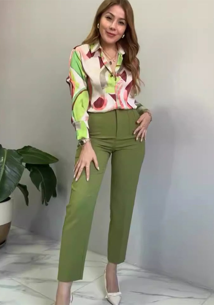 Women Summer Printed Top and Pants Two-Piece Set 4