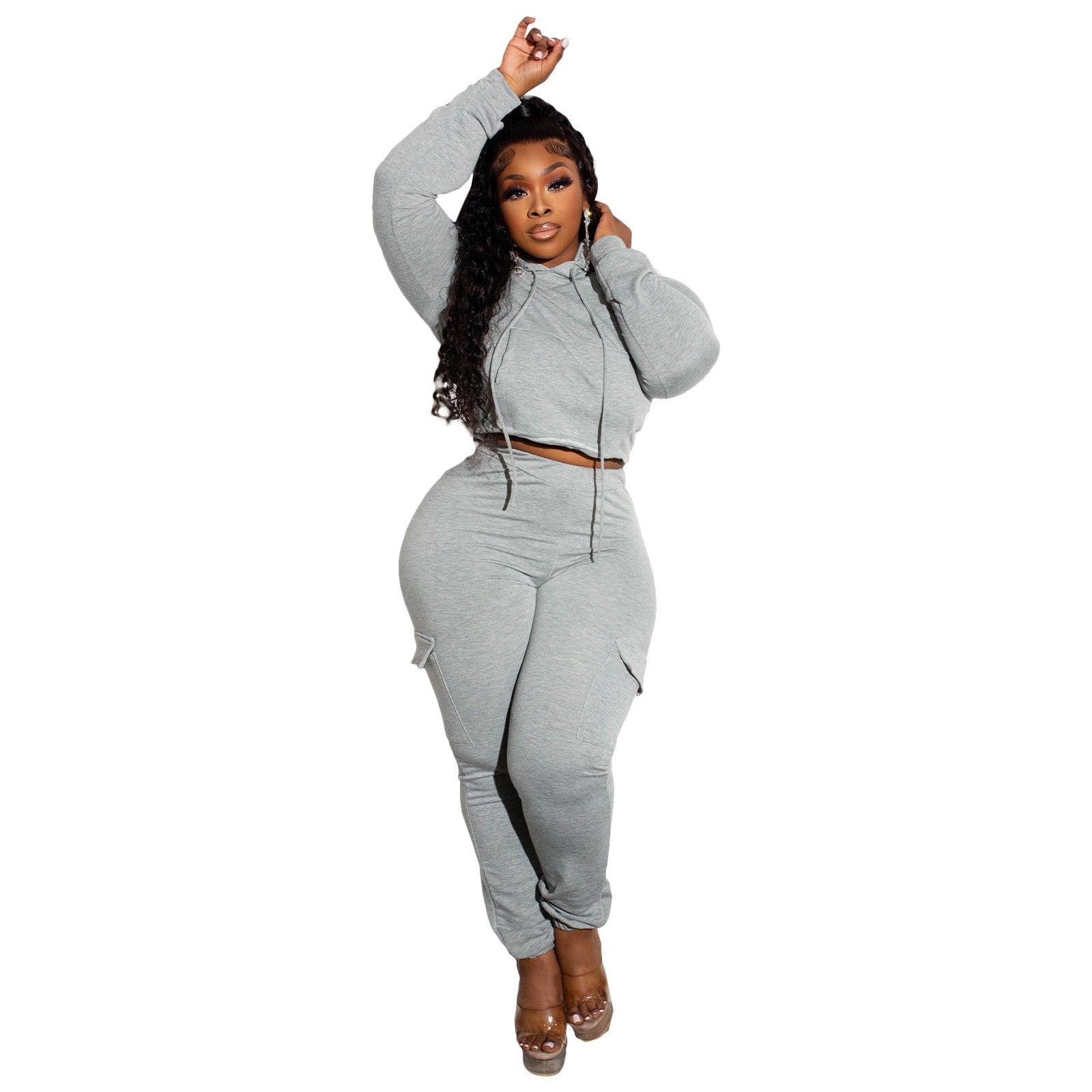 Stylish Patchwork Hooded Hoodies Cargo Pants Casual Two-Piece Set 10