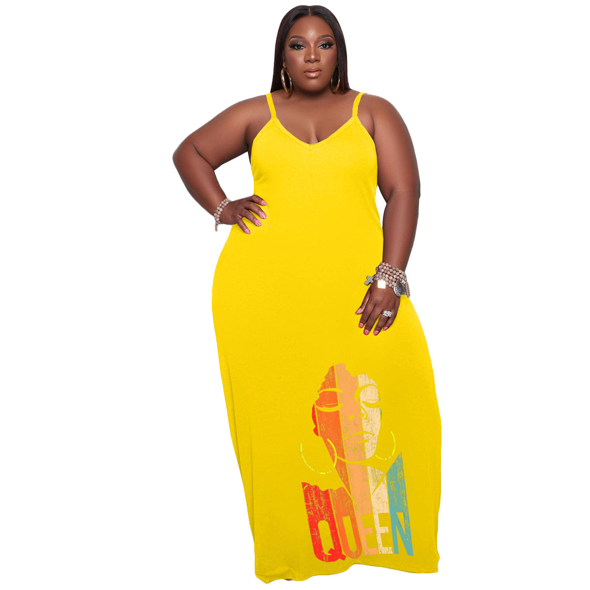 Plus Size Women Printed Slip Dress 11