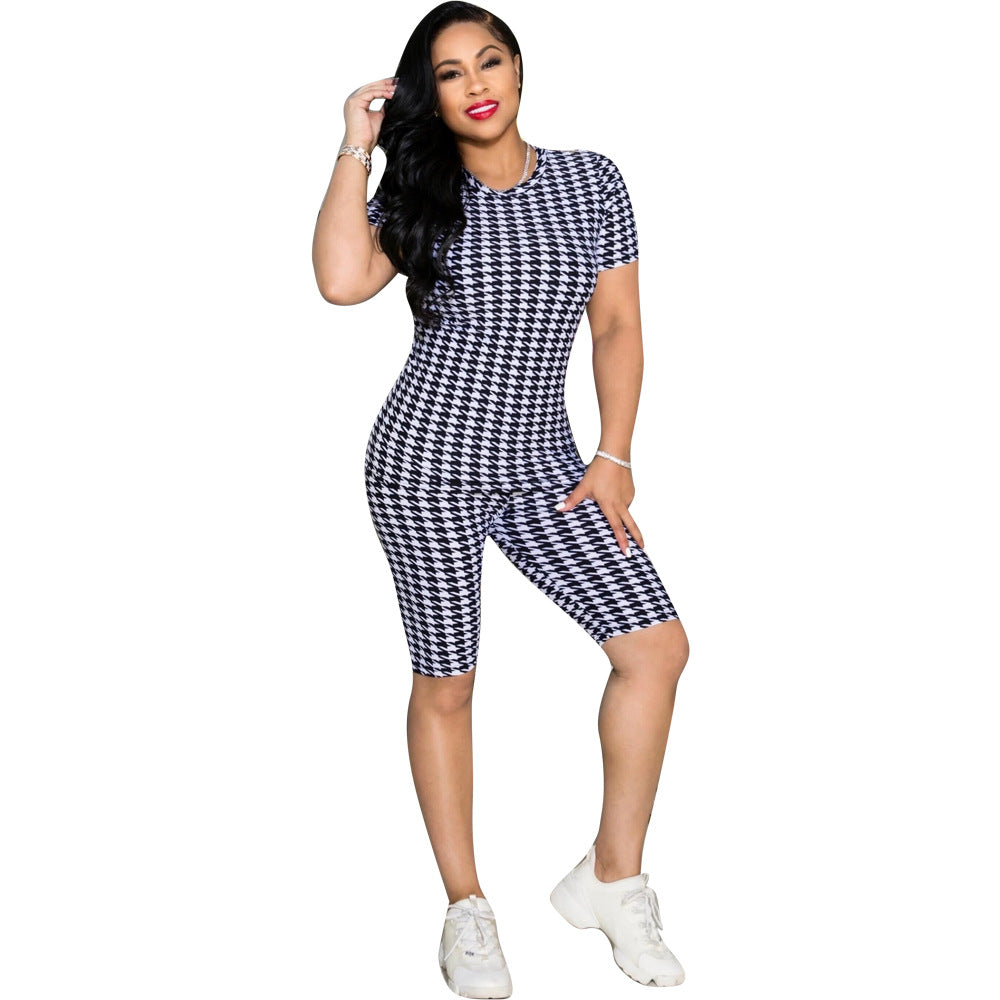 Summer Fashionable casual print T-shirt and shorts 2-piece set 9