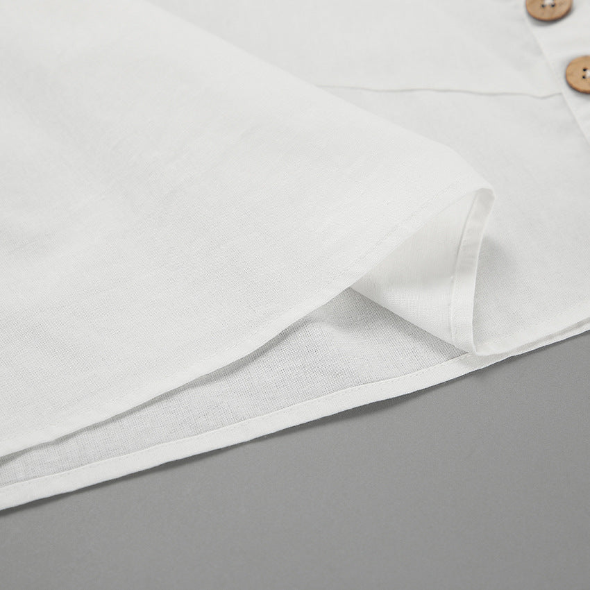 Women Spring and Summer Casual white sleeveless round neck vest lace-up shorts Two Piece Set 17