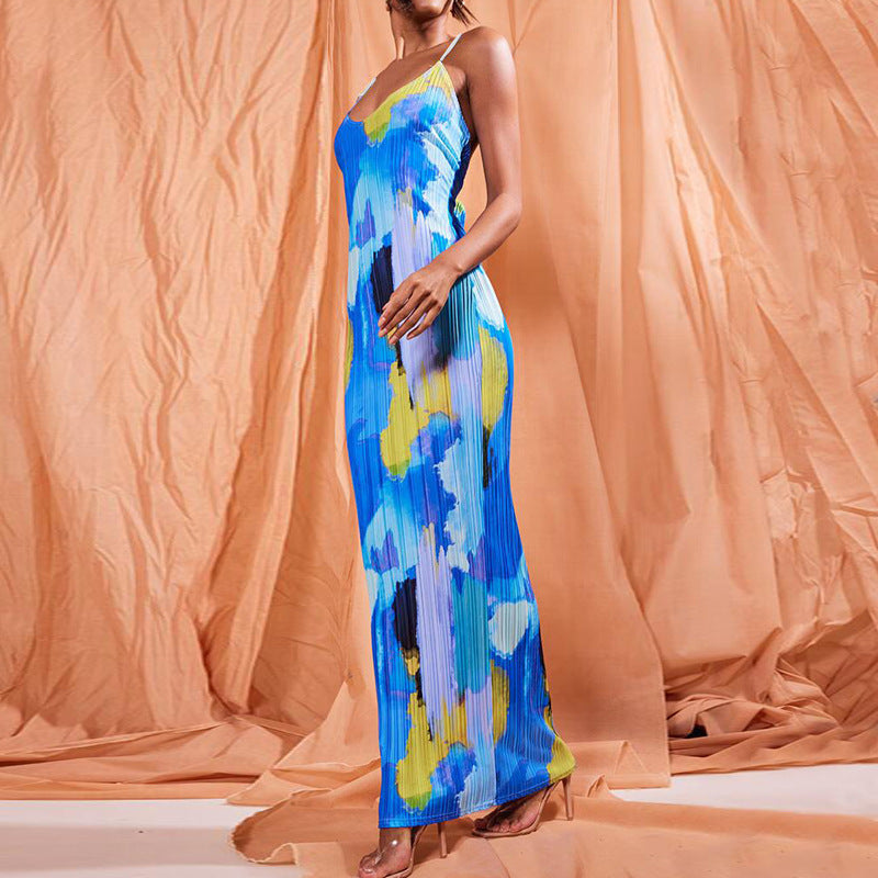 Women suspender sexy printed long skirt 10