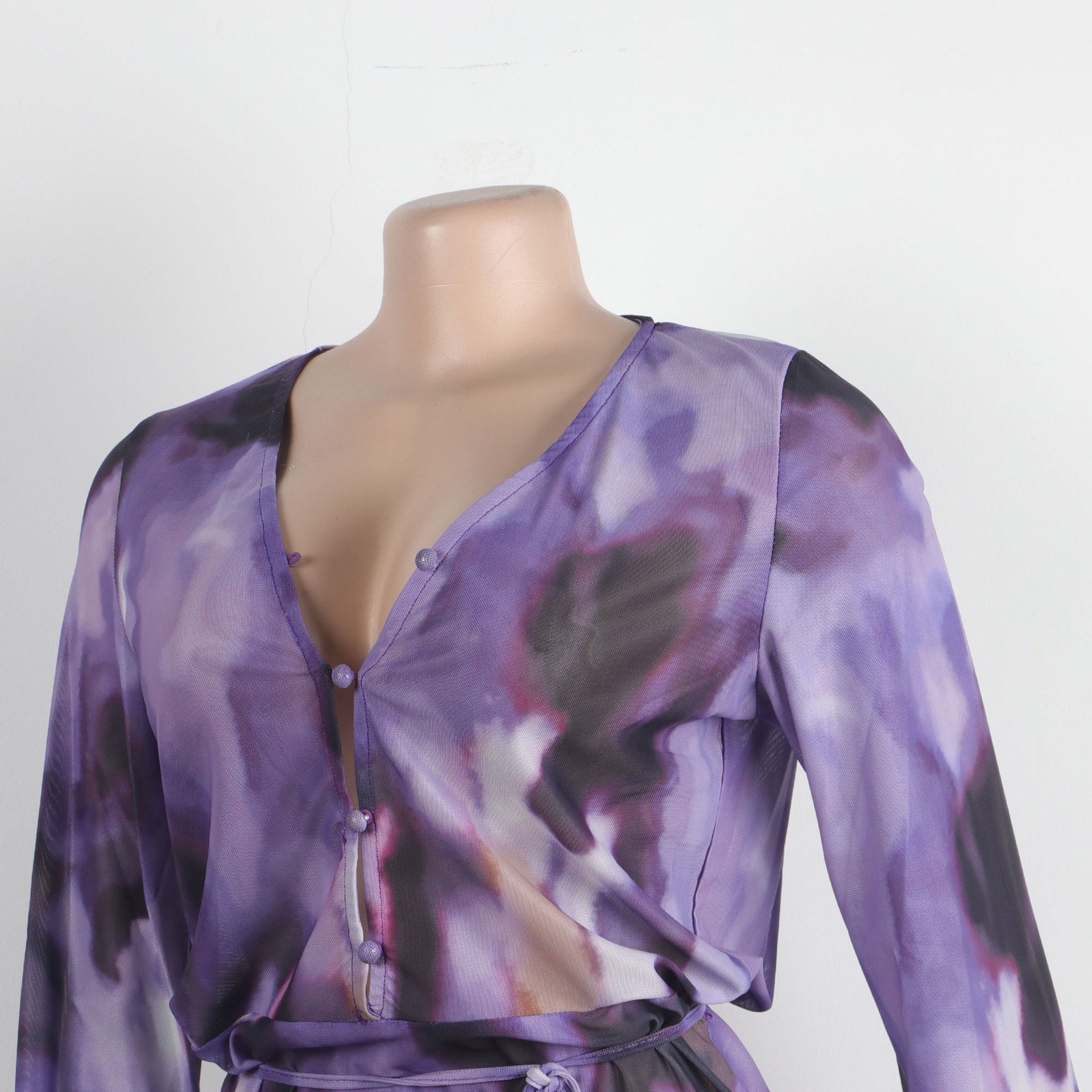 Sexy Printed Lace-Up Long-Sleeved Dress Nightclub Wear 23