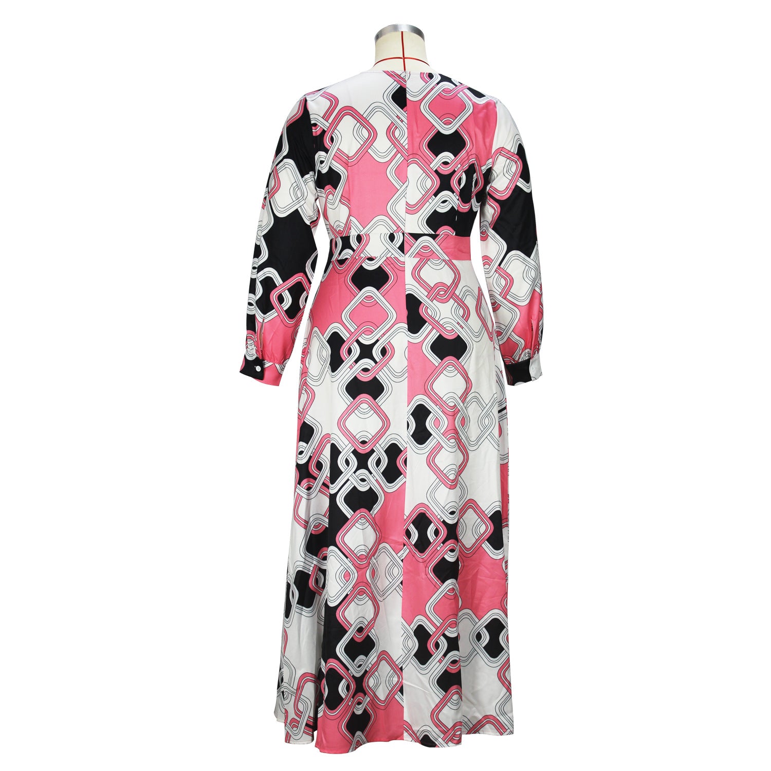 Women elegant printed v-neck beltless dress 11