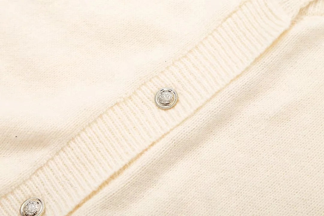 Women's Furry Patchwork Long Sleeve Button Knitting Cardigan 39