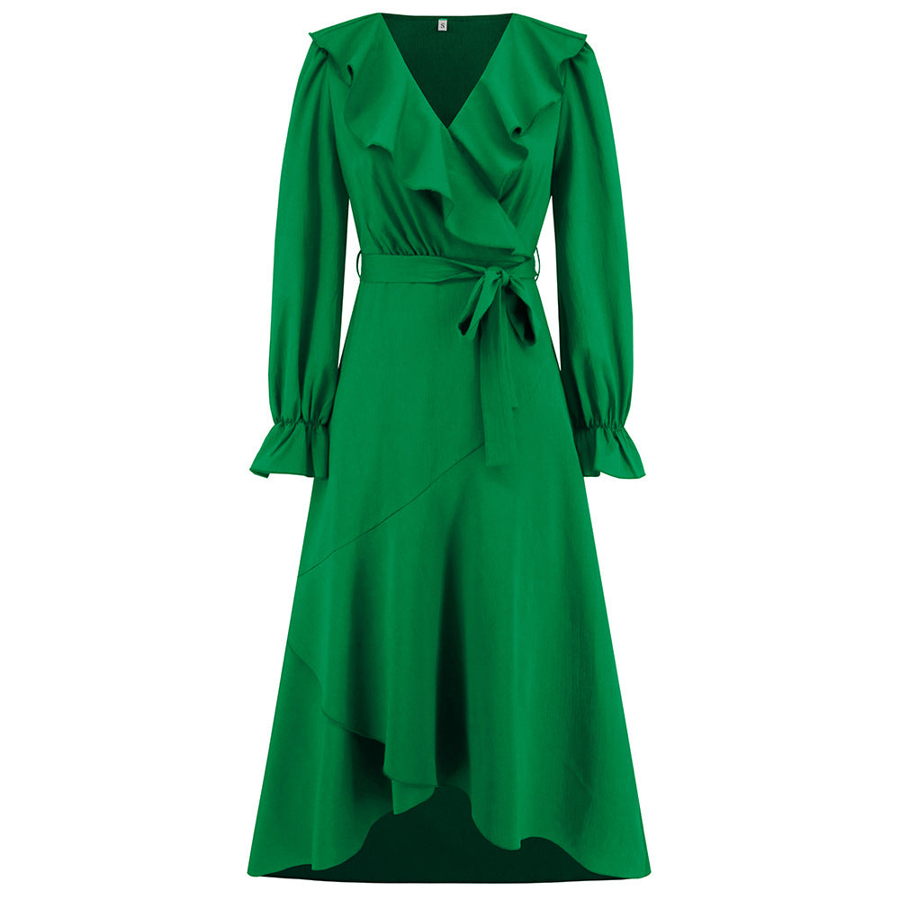 Women ruffled irregular dress 10