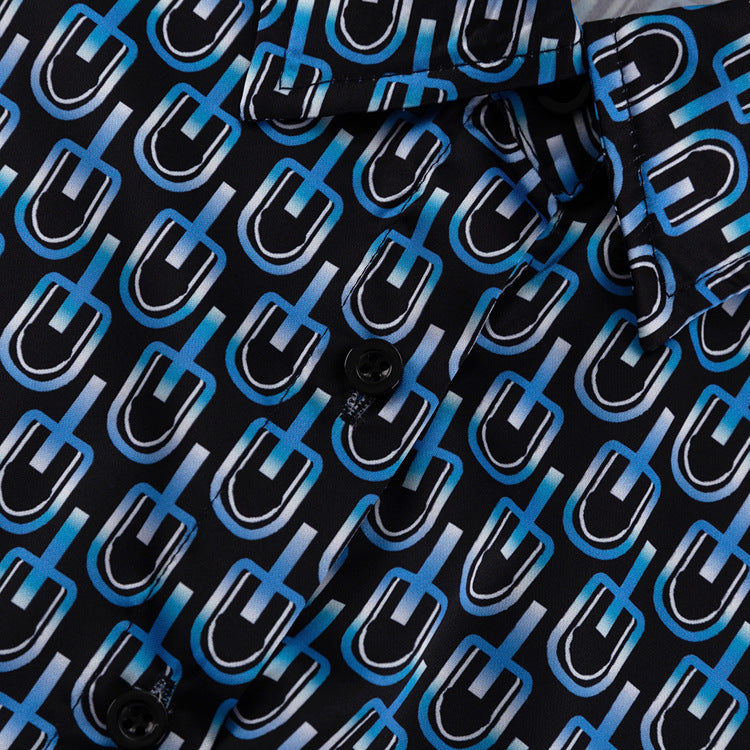 Autumn Chic Outfit Printed Long Sleeve Turndown Collar Shirt Wide-Leg Pants Fashion Two-Piece Suit 11