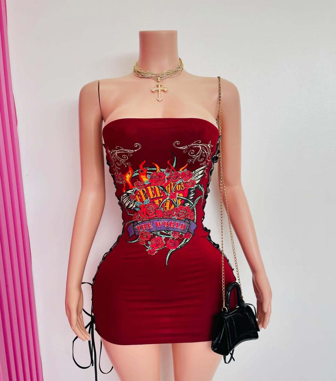 Street Sexy Printed Strapless Bodycon Short Dress 7
