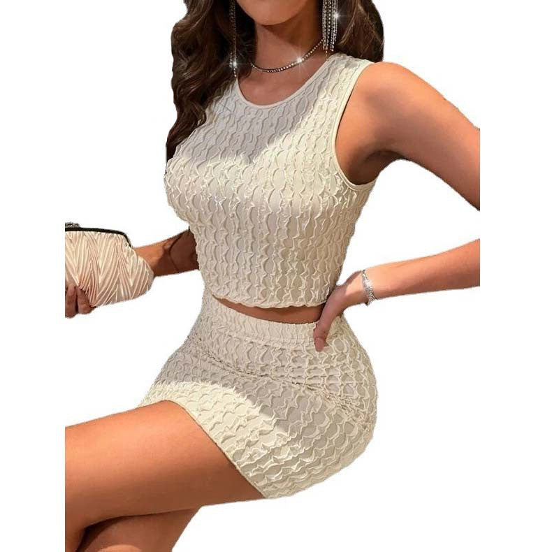 Women summer sexy Round Neck vest and Bodycon Skirt two-piece set 11