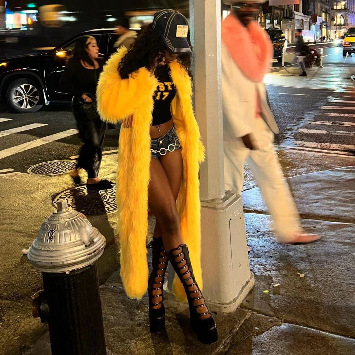 Women Street Style Furry Long Jacket 4