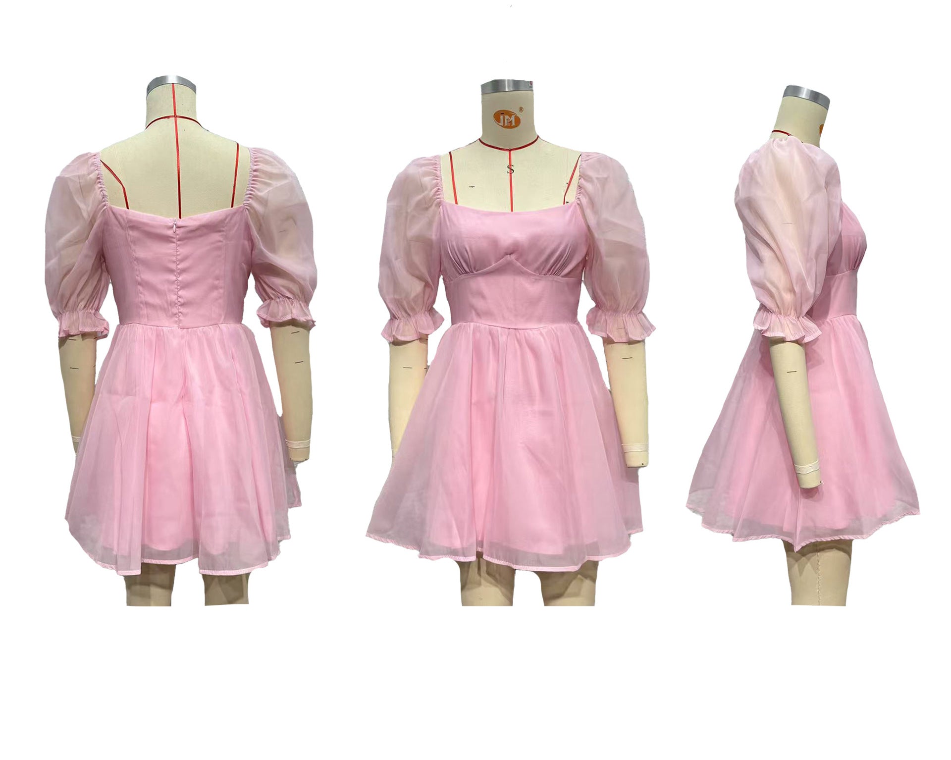 Women Solid retro bubble sleeve princess dress 10