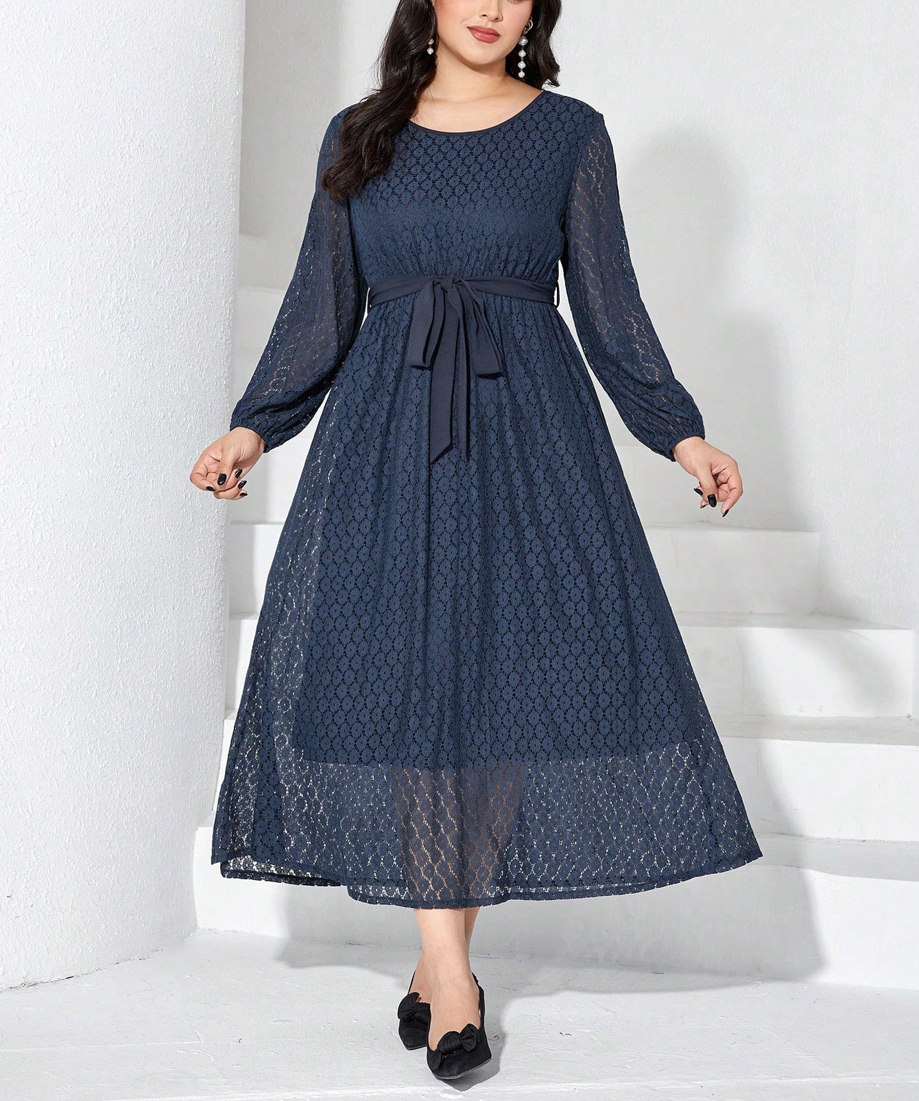 Women Spring Solid lace dress 3