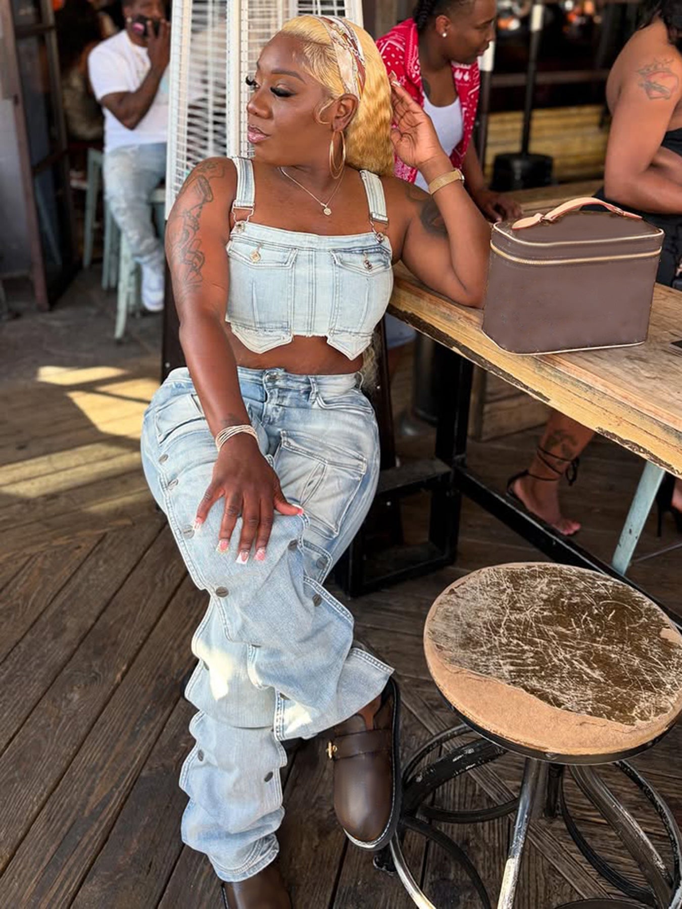 Women Casual Multi-Pocket Denim Pants 4