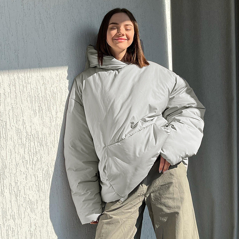 Women autumn and winter loose Padding hooded jacket 3