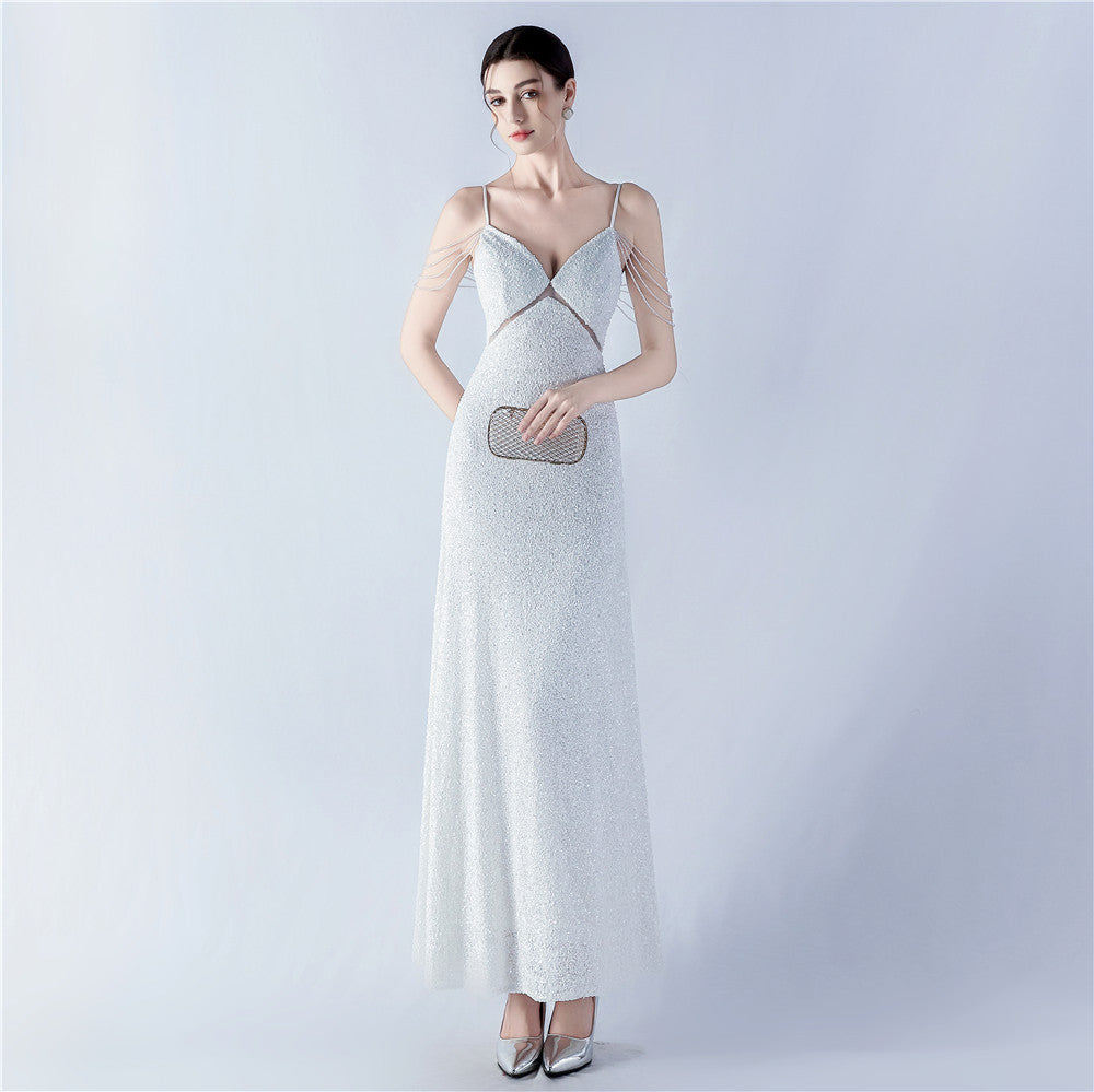 Women mesh sequined evening dress 8